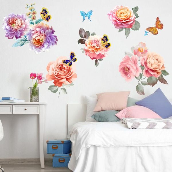 

wall stickers flowers sticker home living room mural peony replacement supplies