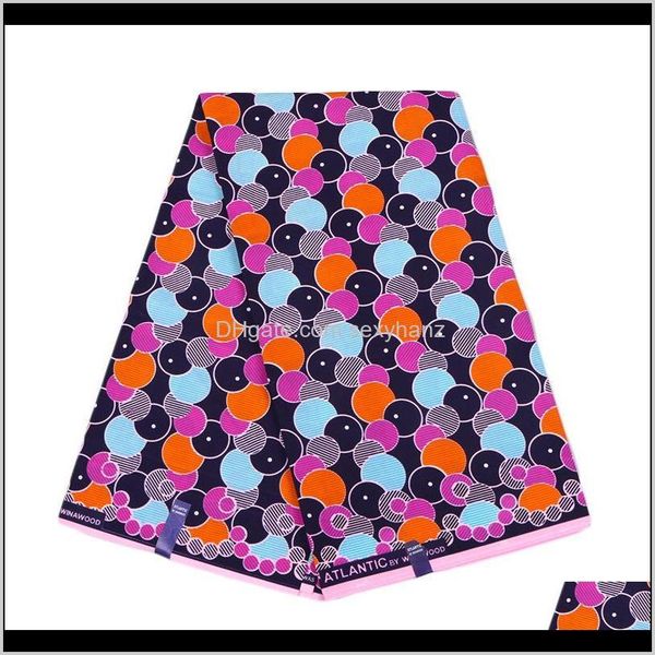 

clothing apparel drop delivery 2021 national style polyester prints ankara binta real wax 6 yards african fabric for party dress, Black;white