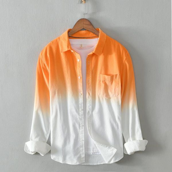 

men's casual shirts 2021 autumn gradient corduroy long-sleeved shirt, White;black