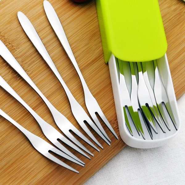 

forks [fruit fork + storage box] 304 stainless steel fruit dessert cake cutlery set