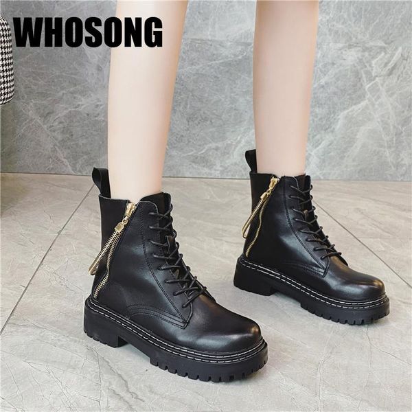 

boots women motorcycle ladies black chain shoes woman real leather ankle female brand girls platform botas