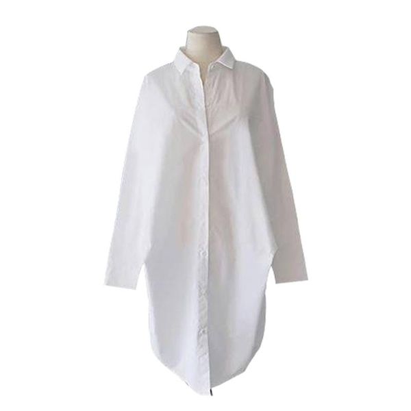 

women's blouses & shirts oversized loose white women summer 2021 long turn-down collar straight elegant office lady outwear coats