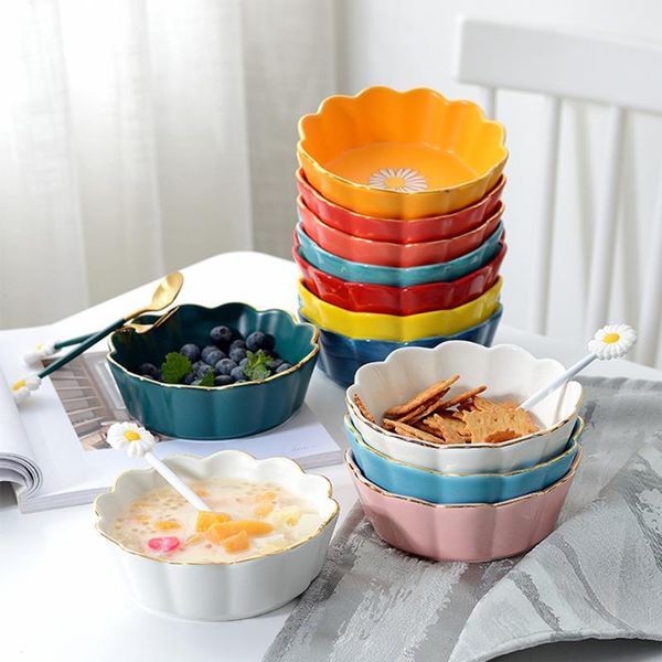 

dishes & plates phnom penh ceramic bowl tableware lace with daisy pattern salad dessert multicolor for household dnj998