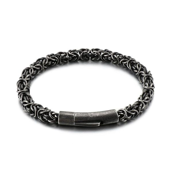 

link, chain black braided stainless steel mens biker bracelets metal bangles for men punk rock vintage male bracelet armband jewelry