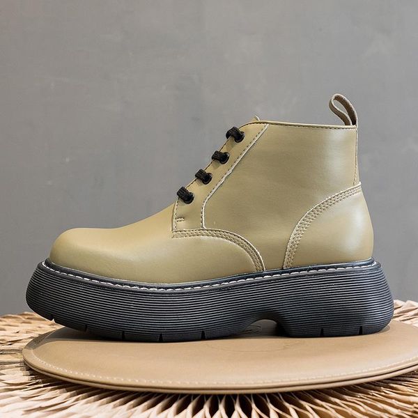 

boots tuinanle platform women autumn shoes ladies leather waterproof ankle woman motorcycle womens chunky, Black