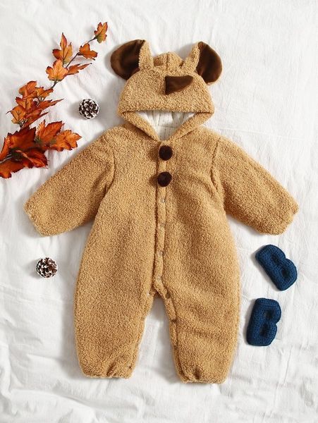 

baby 3d ear design hooded fluffy jumpsuit she, Blue