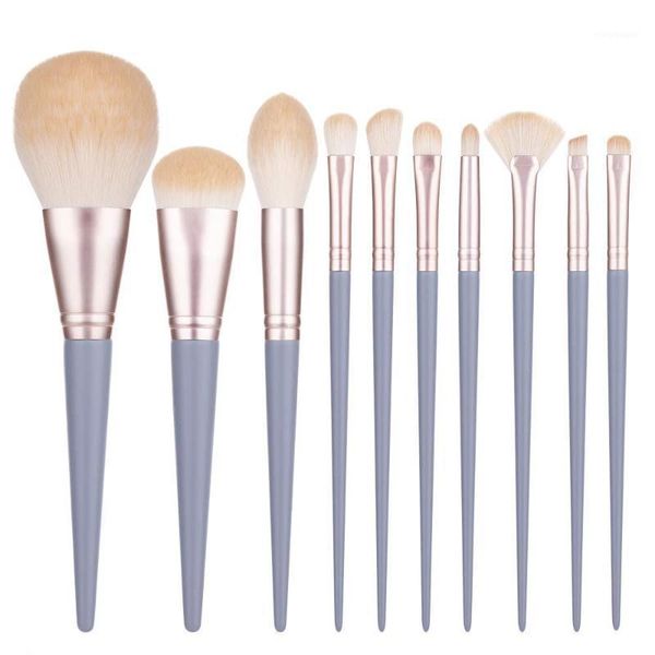 

10pcs super soft blue makeup brush set for loose powder blush highlight eye shadow foundation face cosmetics beauty tools1