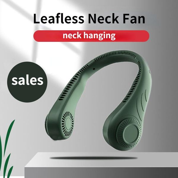 

electric fans hanging neck fan portable cooling usb mini leafless 360 degree neckband travel surround air outlets 4000mah rechargeable