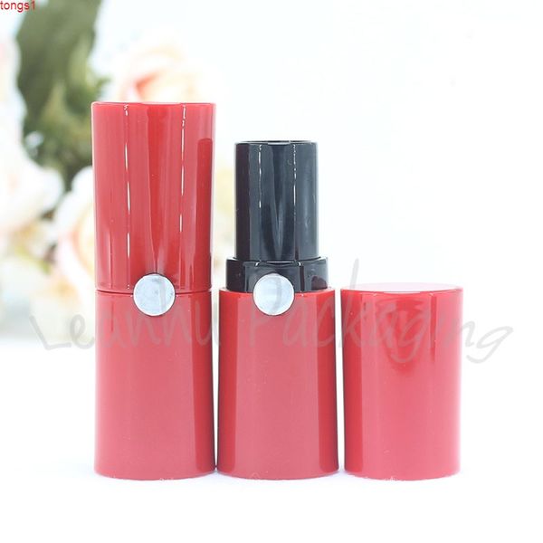 Tubo de batom redondo de plástico vermelho de alta grau, recipiente cosmético vazio DIY gloss (50 PC / lote)