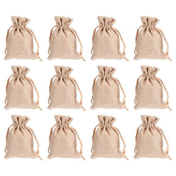 

gift wrap 1 set 12 pcs colorful linen storage drawstring bags jewelry packing