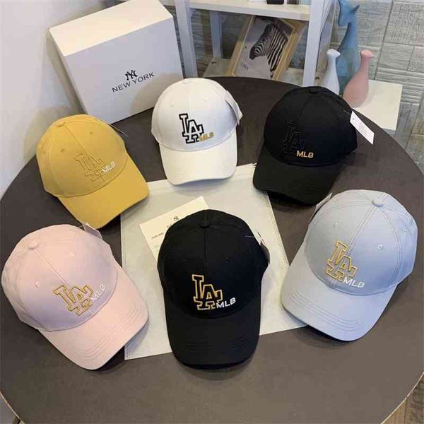 

Korean fashion brand alphabet Embroidered Baseball Cap men's La little couple's cap women's summer sunshade hat, Yellow