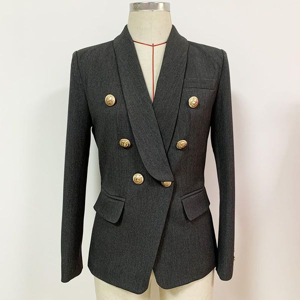 

women's suits & blazers nice est designer jacket slim fitting double breasted metal lion buttons shawl collar blazer, White;black