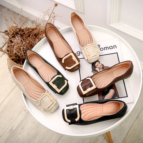 

lolita 2022 women fashion flats shoes square toe pu leather shoes ballet flats women golden ballerinas shoes girls moccasins, Black