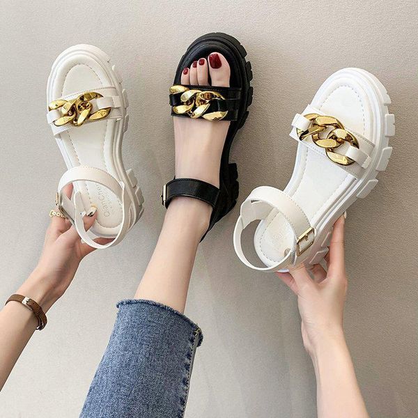 

dress shoes sandals straps clogs with heel 2021 women's open toe ladies summer muffins shoe all-match lace up thick multicolored f, Black