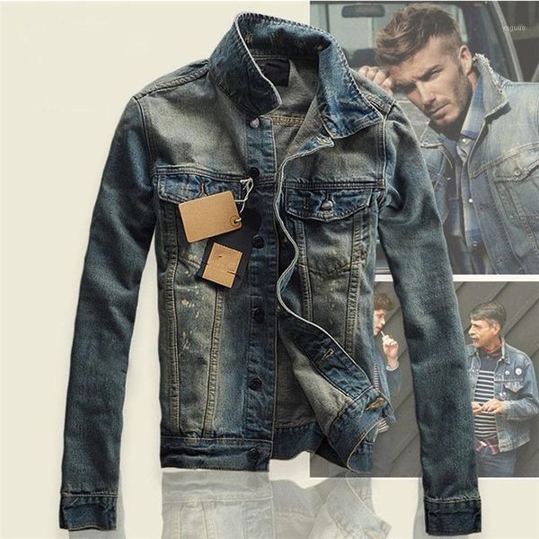 

men's jackets qnpqtx high-street men ripped jeans washed patchwork distressed denim man slim fit streetwear hiphop vintage jacket, Black;brown