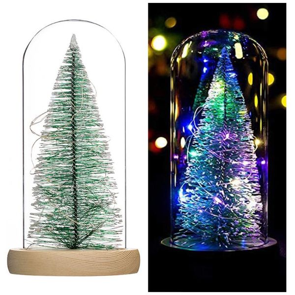 

christmas decorations 22cm tree light in glass dome tablexmas trees night lamp decoration battery-operated table ornaments
