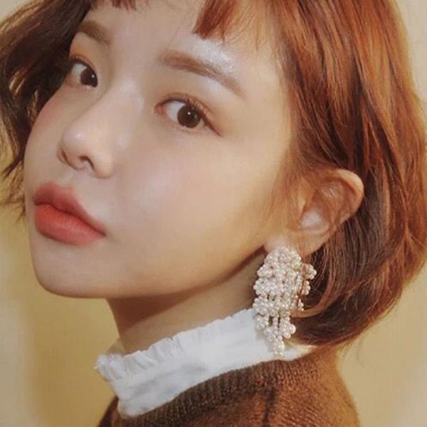 

stud european american exaggerate big round swing earrings for women geometric shiny tassel long drop brincos fashion jewelry, Golden;silver