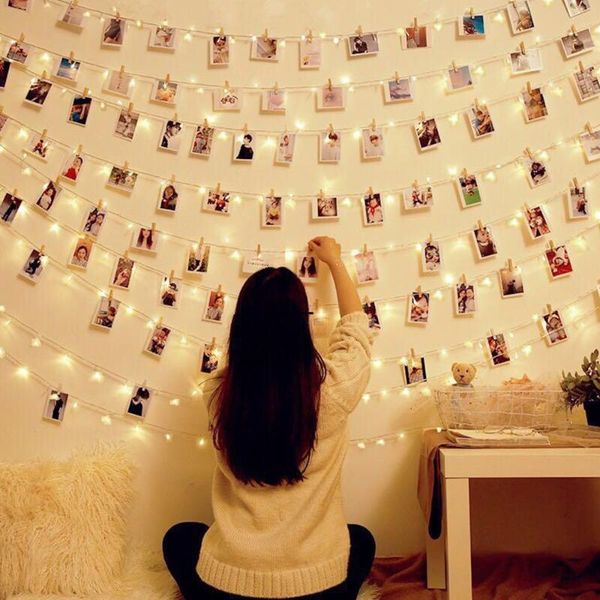

strings 100 leds card picture po clips bright fairy string lights 10m wedding mariage party light valentine's day wall decoration