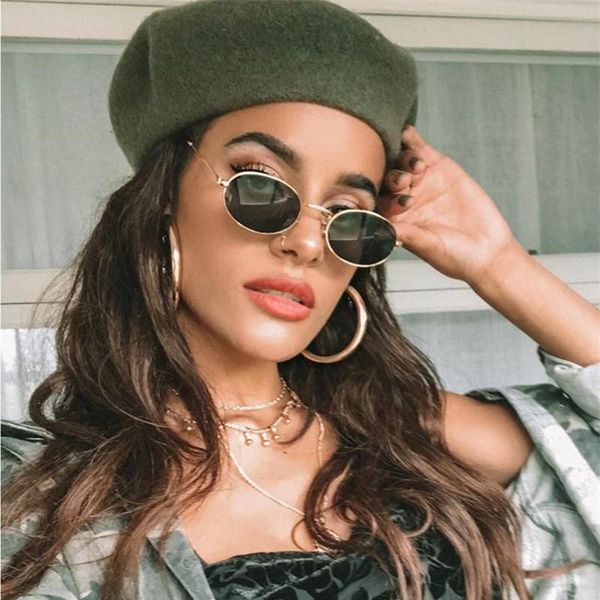 

sunglasses 2021 classic small frame oval women/men brand designer alloy mirror sun glasses vintage modis oculos, White;black