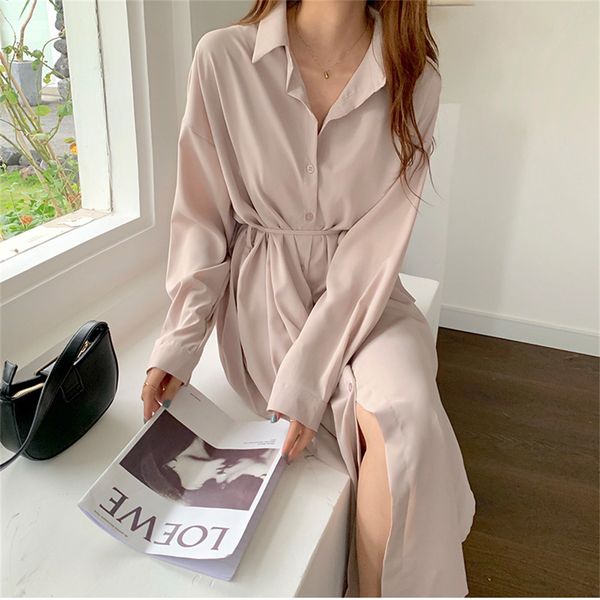 

casual dresses hzirip lace dress, pleated shirt, pure color, , loose, warm, for autumn , casual, feminine dbwg, Black;gray