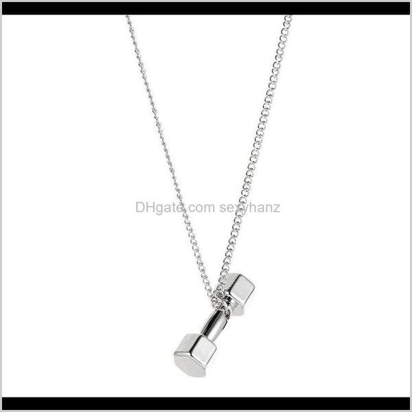 

necklaces & pendants drop delivery 2021 korea pendant fashion fitness dumbbell necklace ladies jewelry bocph, Silver