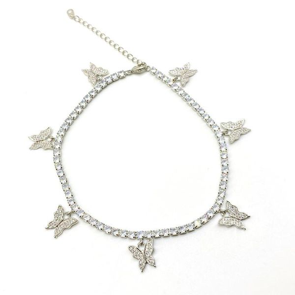 

anklets fashion cubic zircon tennis chain butterflies for women, Red;blue