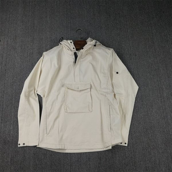 

Stone Pirates 21ss Compass sign Hooded cap sweatshirts Men's spring and autumn cotton pocket decoration functional style top, Black