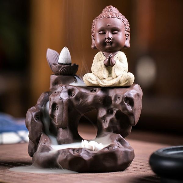 

sachet bags small buddha backflow incense burner smoke waterfall holder handmade ceramic censer for buddhist home office decoration