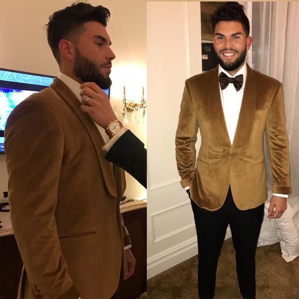 Homens Ternos Fatos de Inverno Terno de Veludo 2 Peça Traje Formal Homme Casamento Homem Smoking 2021 Evening Dinner Festa Dress Custom Blazerer