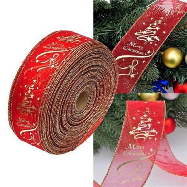 

party decoration red gold printing ribbon christmas tree needlework craft handmade