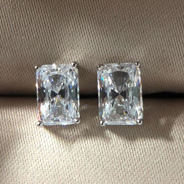 

stud classic 925 sterling silver 2ct simulate moissanite diamond earrings wedding engagement earring fine jewelry gift for women, Golden;silver