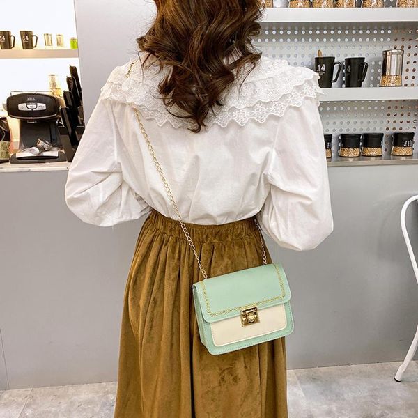 

women's bag ladies fashion shoulder handbag all-match messenger brown chain small bags design leat waist