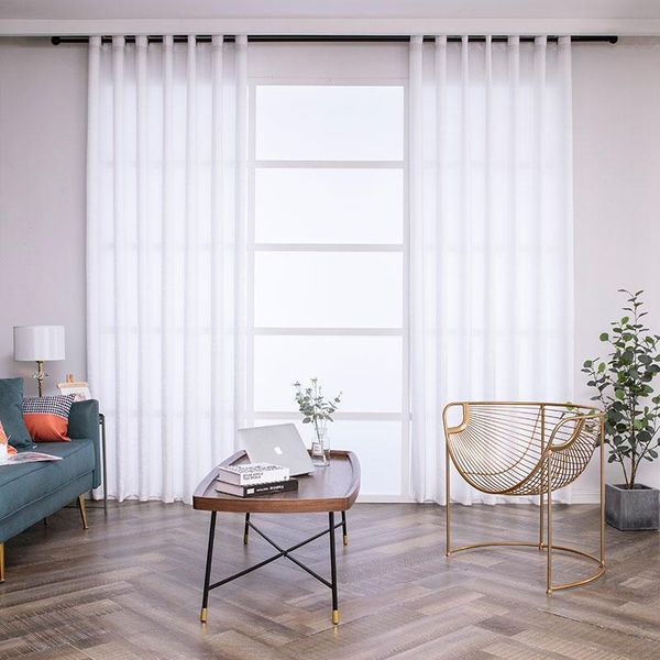 

solid white tulle curtain for living room the bedroom modern organza voile curtains finished window sheer panel & drapes