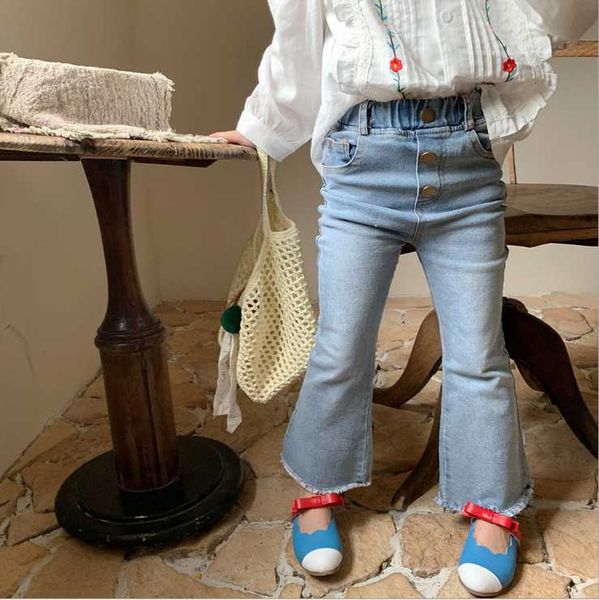 

jeans 2021 arrival girls boys denim long pants autumn fashion kids jean 2-7 years yu941, Blue