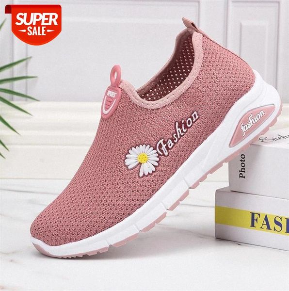 

women sports shoes knit running woman casual light slip on vulcanized female mesh soft breathable women's footwear #bm95
