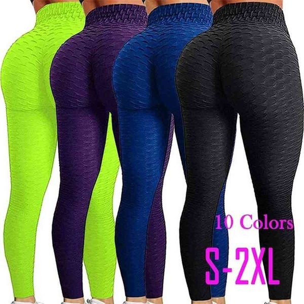 

9 colors to choose hip fitness bubble sports women's running pants high waist yoga tights (s-2xl), Black;white