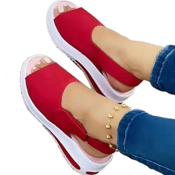 

sandals shoes women platform 2021 stretch fabric summer women's comfort walking ladies sandalias female casual footwear, Black