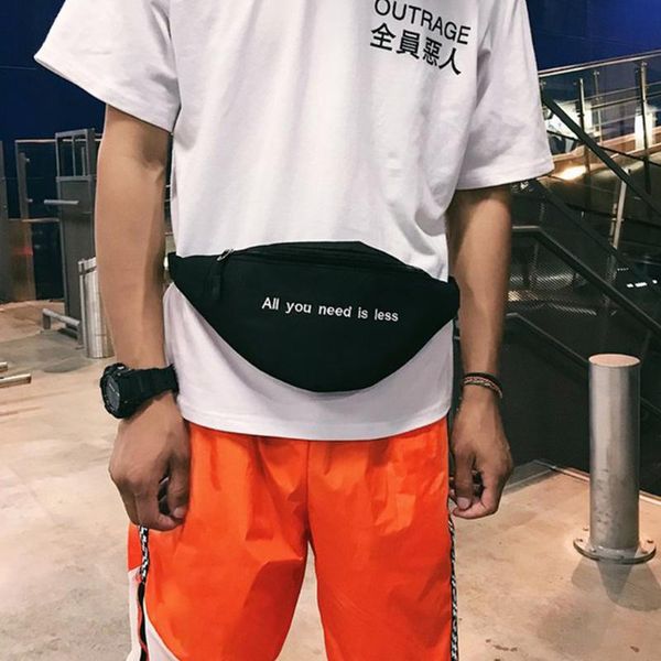 

waist bags casual crossbody pouch chest fanny pack portable travel letter print fashion purse hip hop sports canvas bag gift