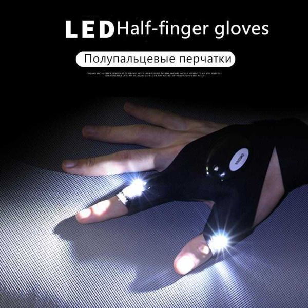 

flashlights torches waterproof two-finger led half-finger fishing gloves sports lighting portable outdoor cycling