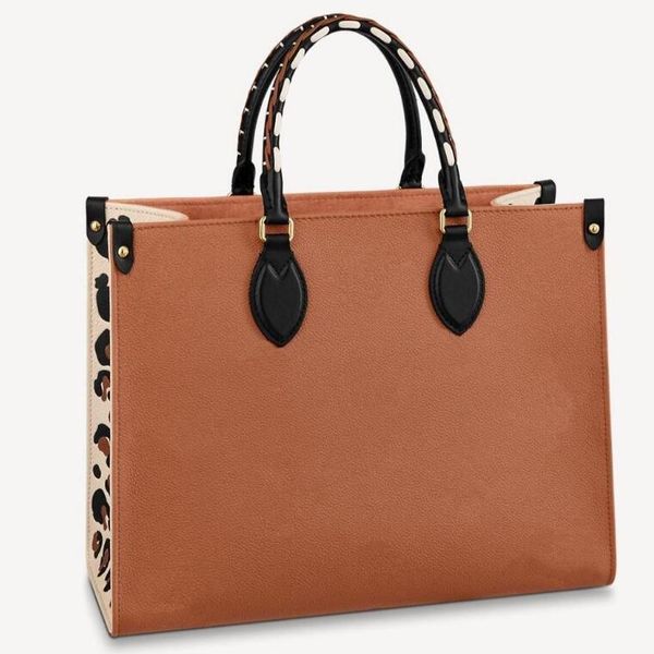 

female designer tote bag presents the classic m44570 in leopard print embossed leather crossbodybags shopping bags