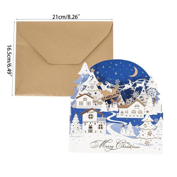 

greeting cards merry christmas with envelopes and snow