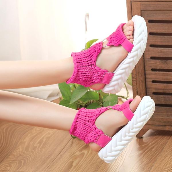

sandals women summer fashion women's 2021 casual high knitting platform, Black