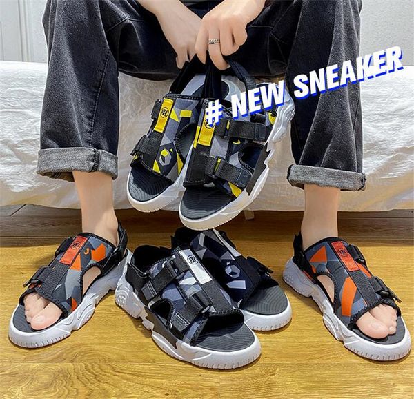 

summer breathable leisure personality beach sandals trendy slippers stitching contrast three colors optional soft comfortable non-slip and w, Black