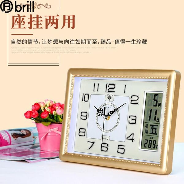 

wall clocks creative clock led calendar modern silent mechanism temperaturetable reloj de pared digital mural vintage