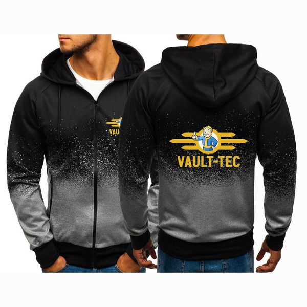 

men's hoodies & sweatshirts vault tec logo gaming video game fallout gradient color sweatshirt hoodie long sleeve pullover cotton jacke, Black