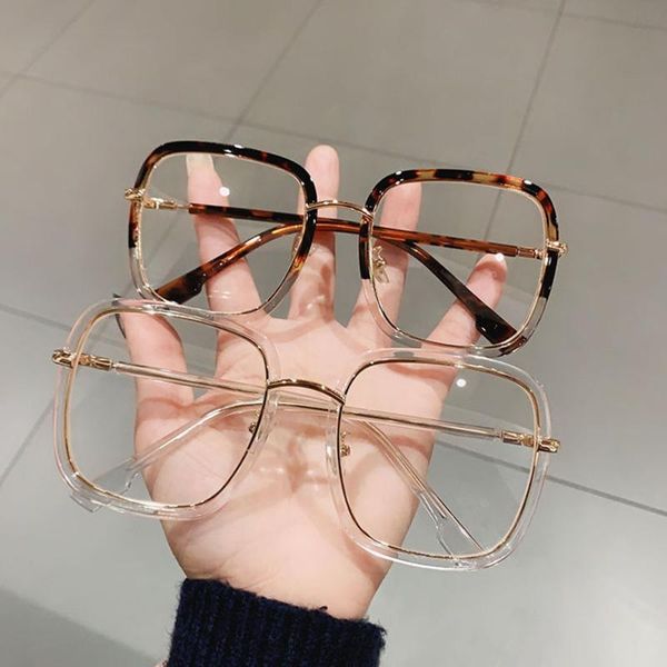 

sunglasses oversized clear square glasses women fashion anti-blue optical frames classic plastic eyeglasses eyewear, White;black