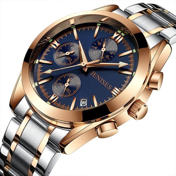 

wristwatches jenises model waterproof men watches stainless steel wristwatch stylish quartz man watch male clock men's, Slivery;brown