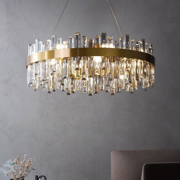 

pendant lamps living room chandelier 2021 light luxury post-modern dining and villa all copper atmospheric creative crystal lamp
