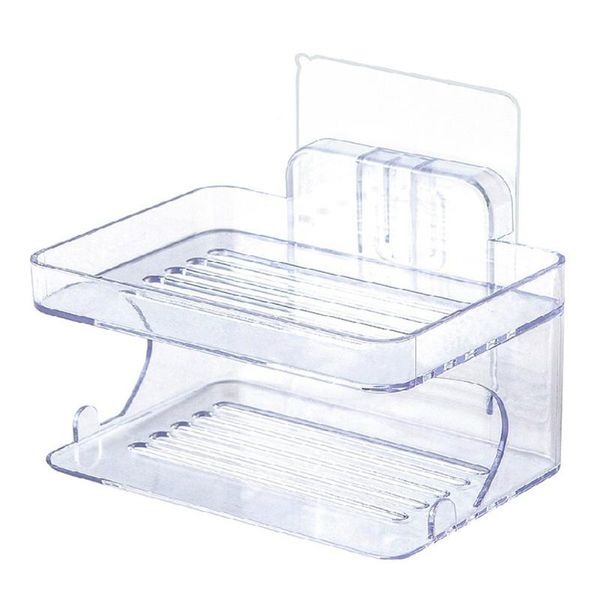 

soap dishes rack dish drain suction cup tray double layer wall mount box sponge space saving bathroom home container kitchen