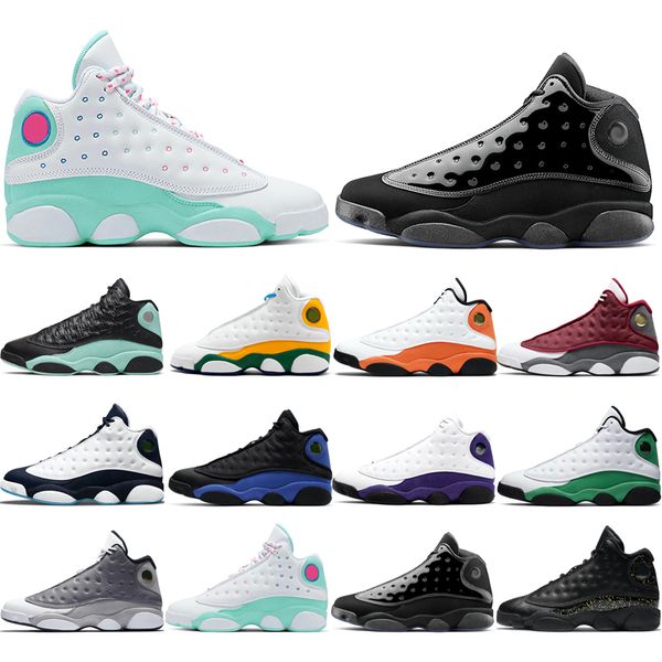 

original 13s basketball shoes atmosphere grey aurora green black cat bred cap and gown chicago flint gold glitter he got game size 40-46 one
